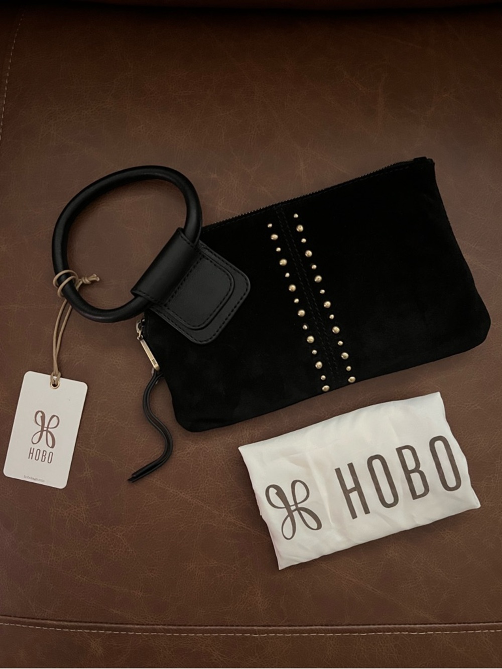 HOBO Sable Clutch - Black Suede Leather